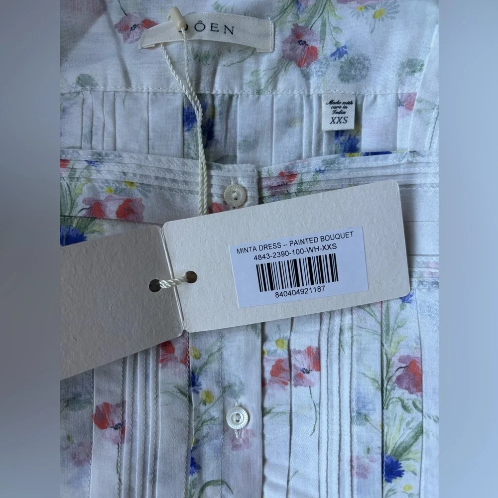 DOEN Minta Floral Midi Dress Painted Bouquet NWT | size XXS